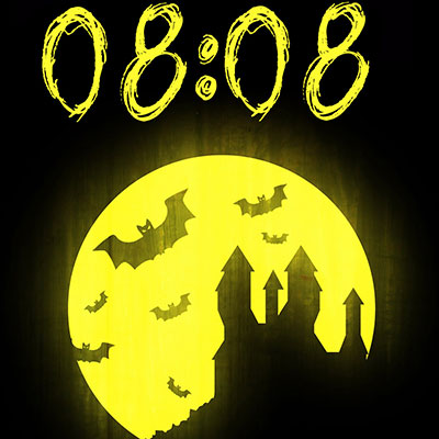 Creepy Castle Theme: Style Your Device with a Spooky Yellow Castle and Bats in the Dark