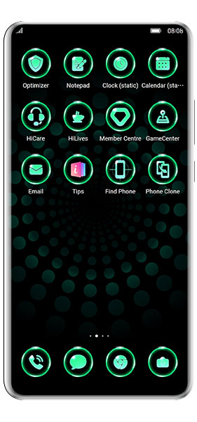 Huawei Neon Green Circles Theme