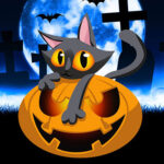 Get a Cute Animated Halloween Kitty on a Pumpkin Theme!